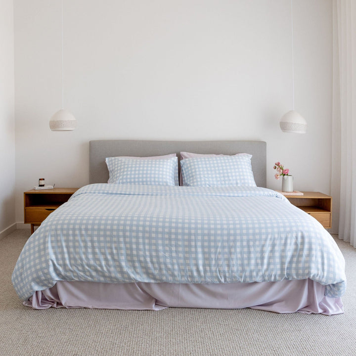 Bamboo Duvet Cover ~ Sky Gingham