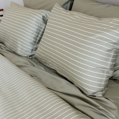 Bamboo Quilt Cover - Olive Stripe [PRE-ORDER]