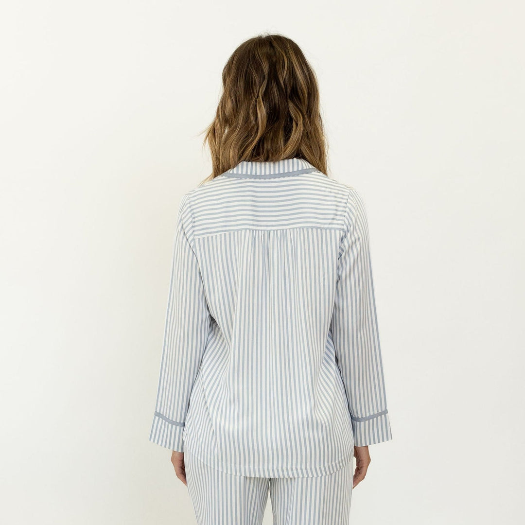 Maree Bamboo Long Sleeve Shirt - Blue Stripe [FINAL SALE]