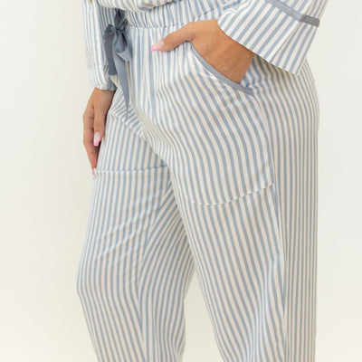 Maree Bamboo Pants - Blue Stripe