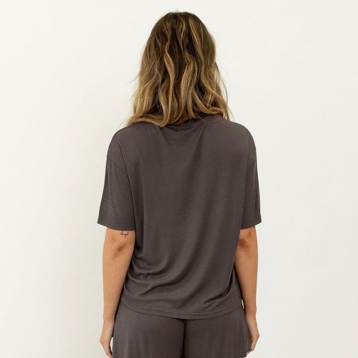 Elisa Ribbed Bamboo Jersey Tee - Slate