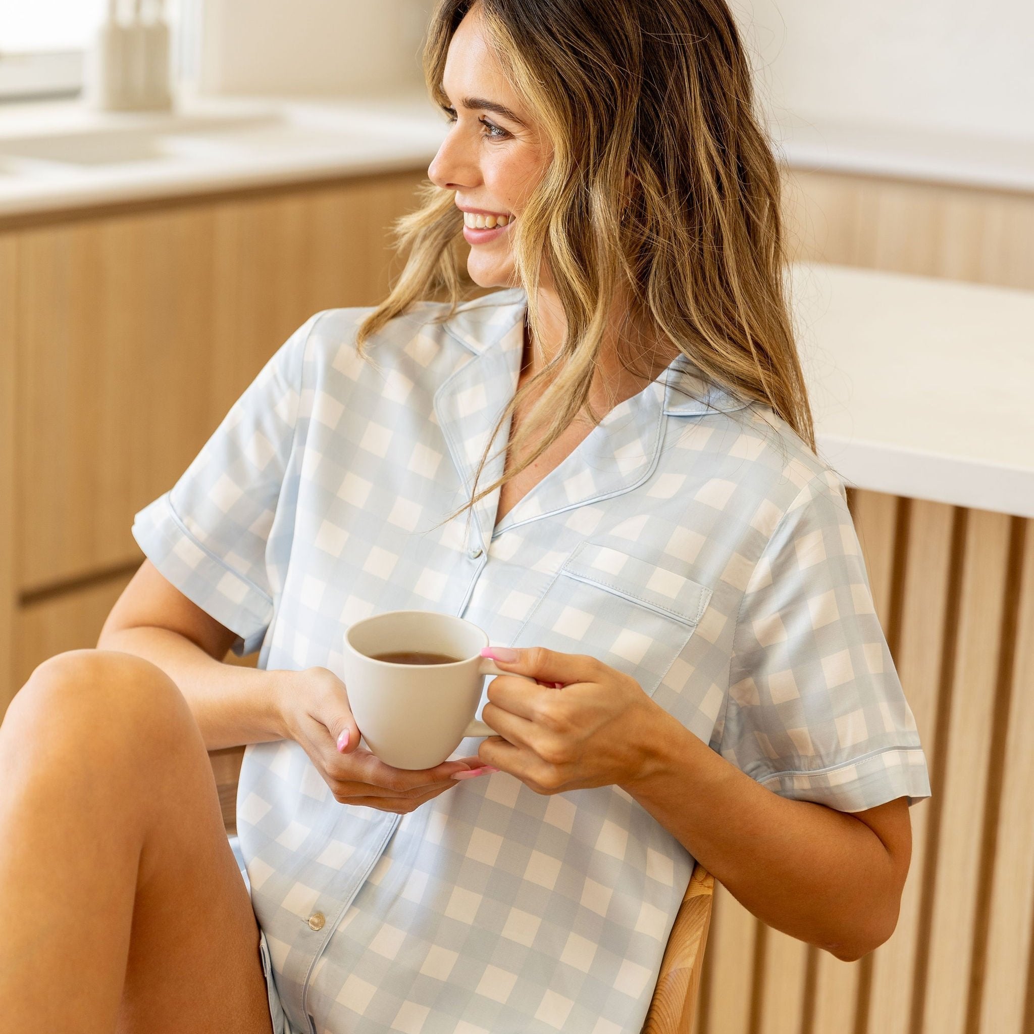 Sky Gingham Ivy Bamboo Shirt