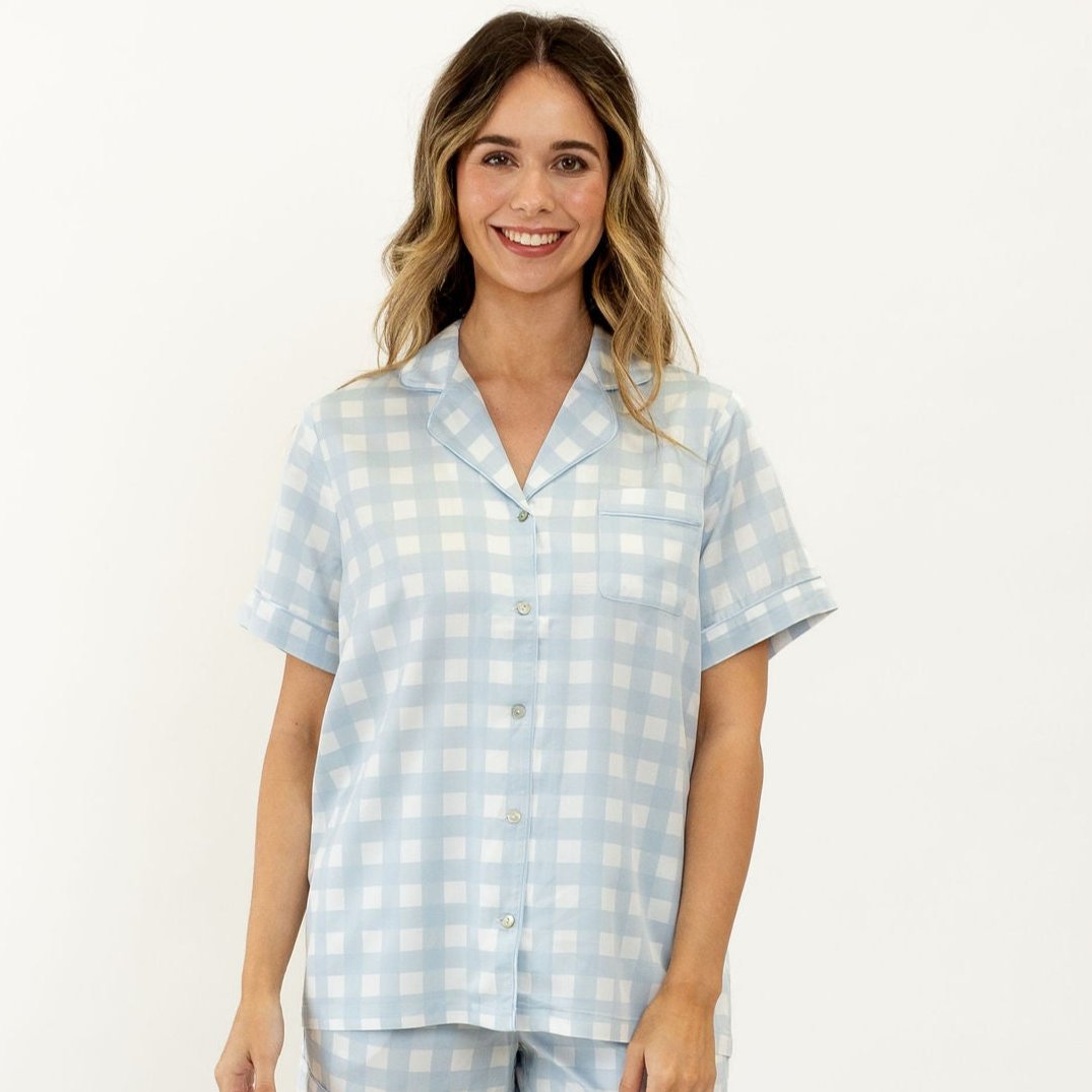 Ivy Bamboo Shirt - Sky Gingham [PRE-ORDER]