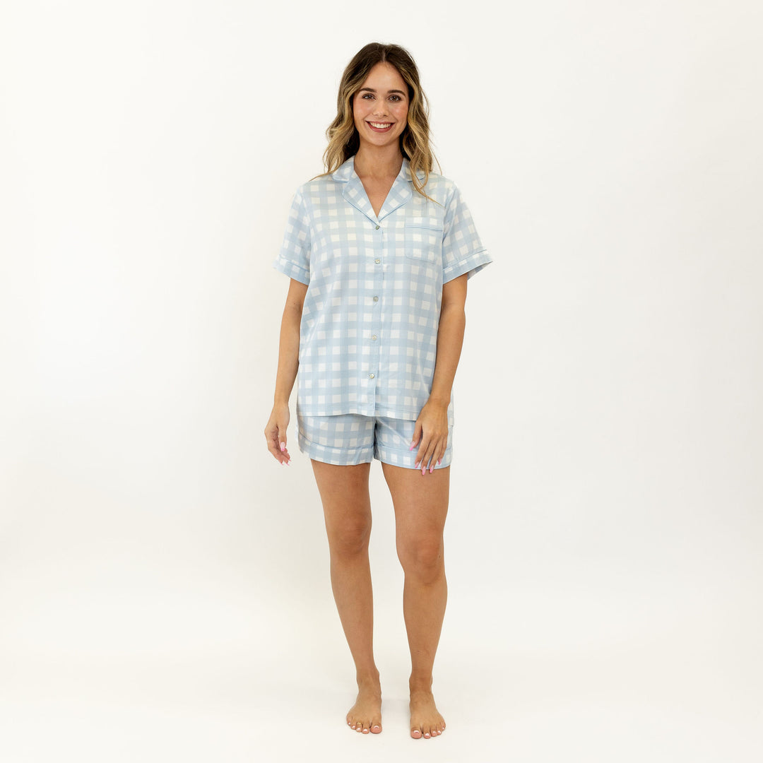 Ivy Bamboo Short - Sky Gingham