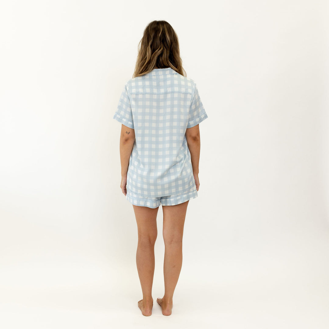 Ivy Bamboo Short - Sky Gingham