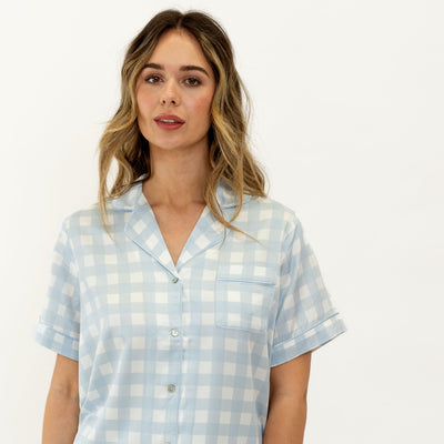 Ivy Bamboo Shirt - Sky Gingham [PRE-ORDER]