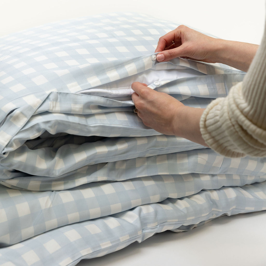 Sky Gingham Bamboo Quilt Cover