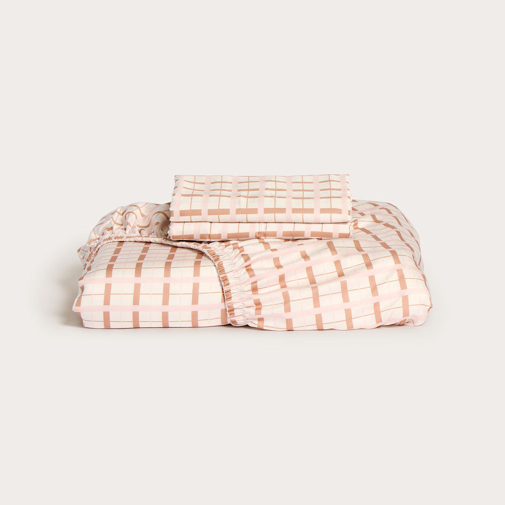 Maple Check Bamboo Fitted Sheet Set