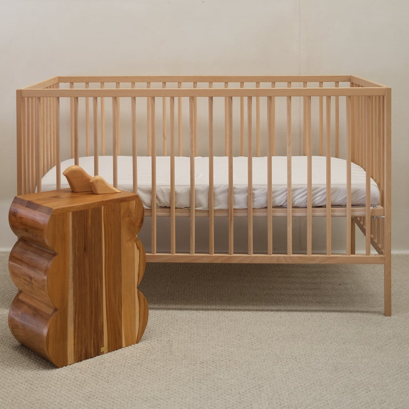 Bamboo Cot Fitted Sheet - Mocha Stripe