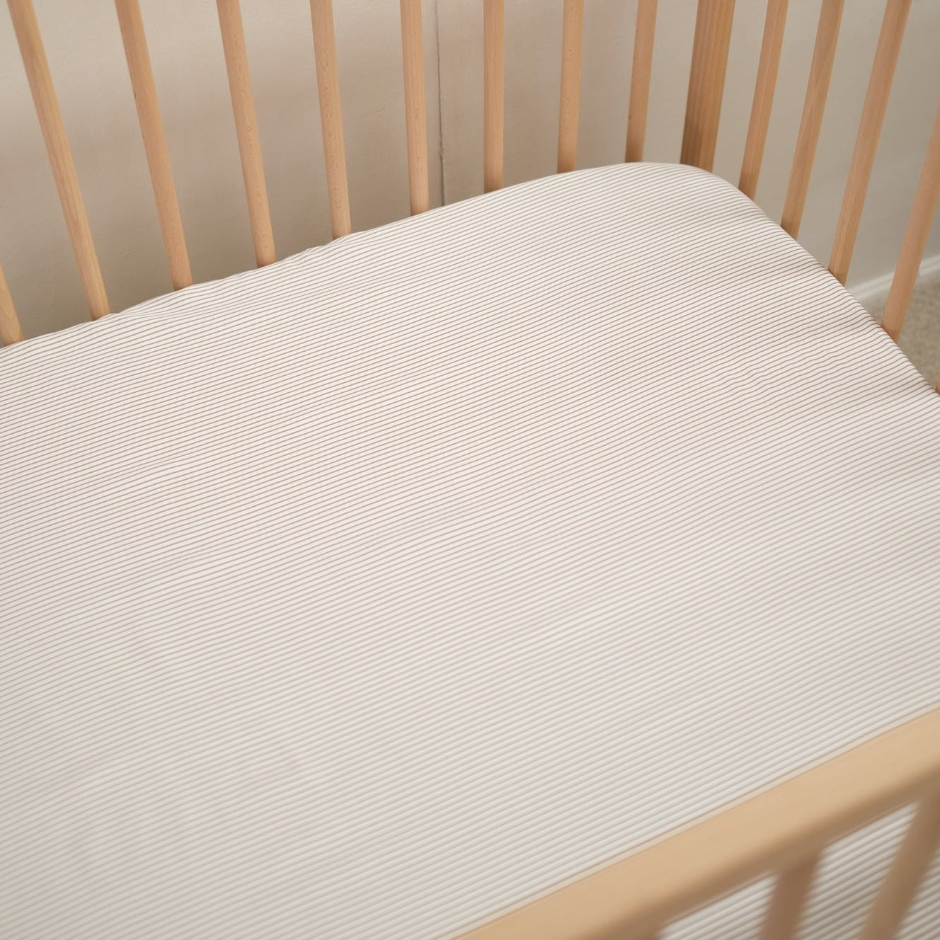 Bamboo Cot Fitted Sheet - Mocha Stripe