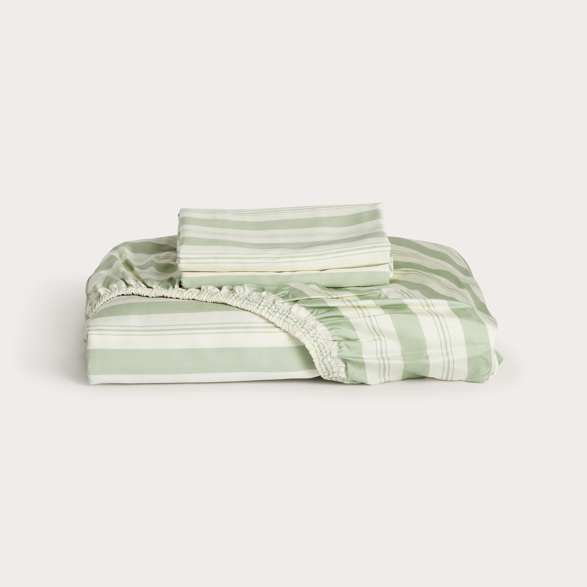 Pistachio Stripe Bamboo Fitted Sheet