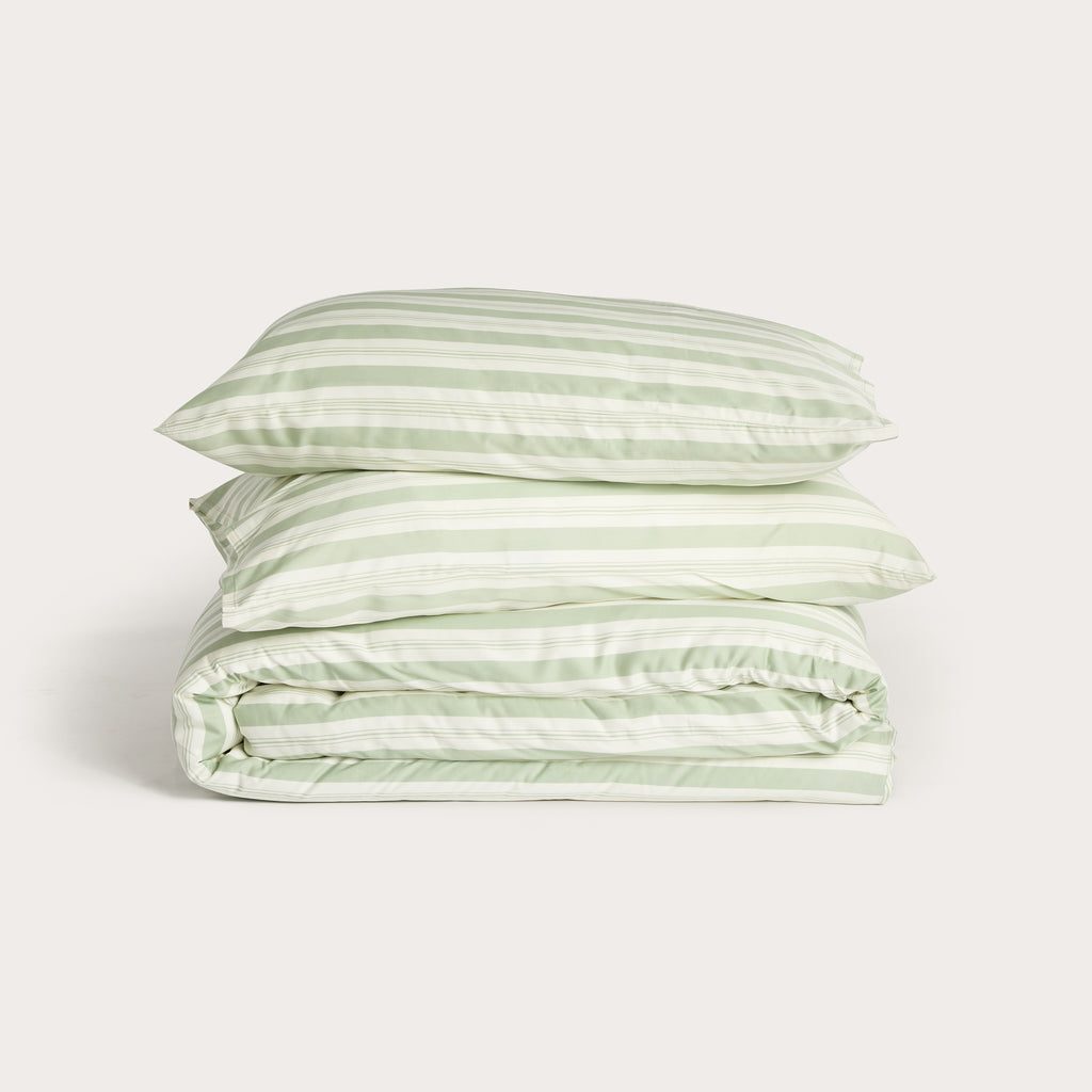 Pistachio Stripe Bamboo Quilt Cover