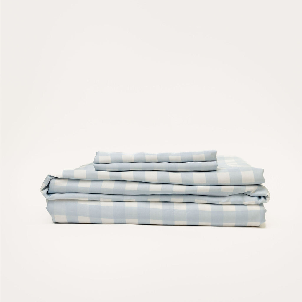 Sky Gingham Bamboo Sheet Set