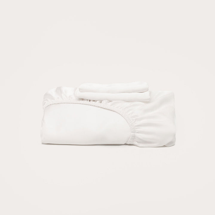 Bamboo Fitted Sheet & Pillowslips - White