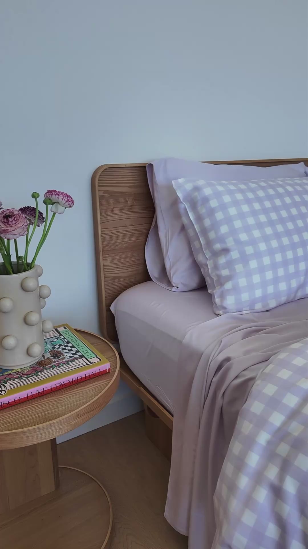 Lilac Gingham Bamboo Sheet Set