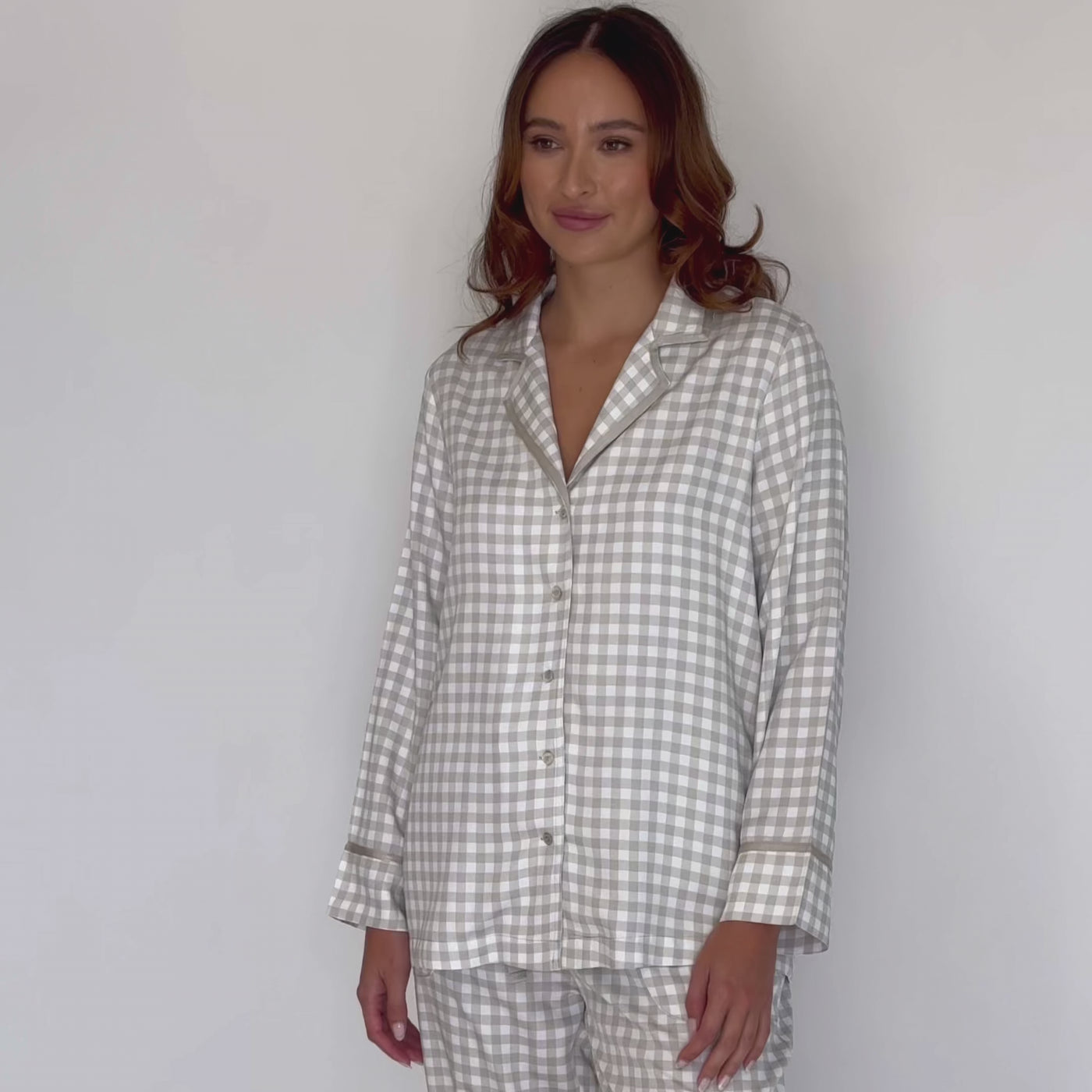 Maree Bamboo Long Sleeve Shirt - Olive Gingham