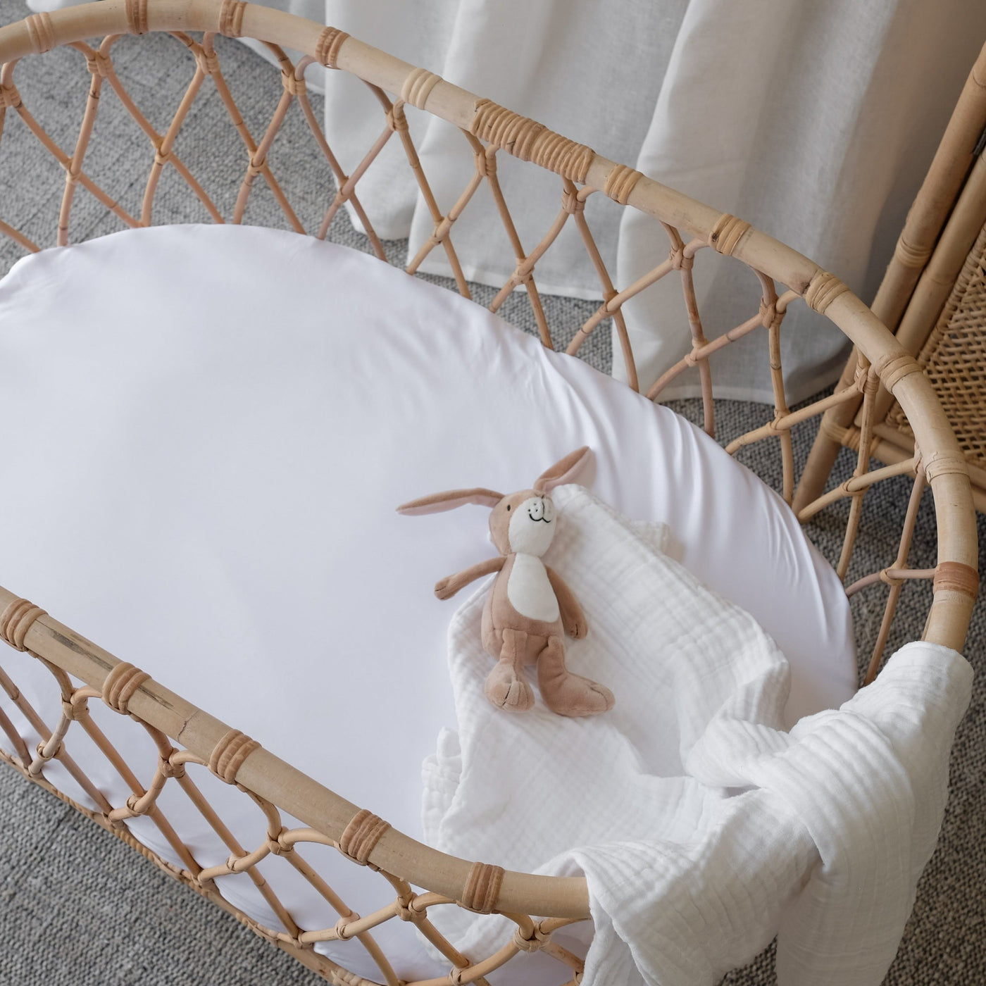 Bamboo Bassinet Fitted Sheet - White