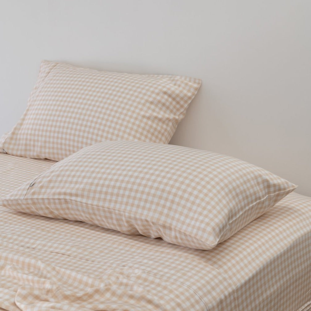 Bamboo Pillowslip - Oat Gingham – Mulberry Threads