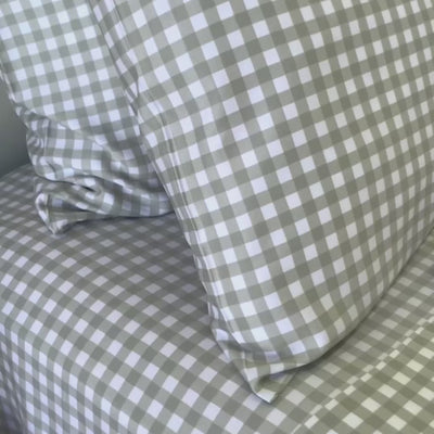 Bamboo Quilt Cover - Olive Gingham